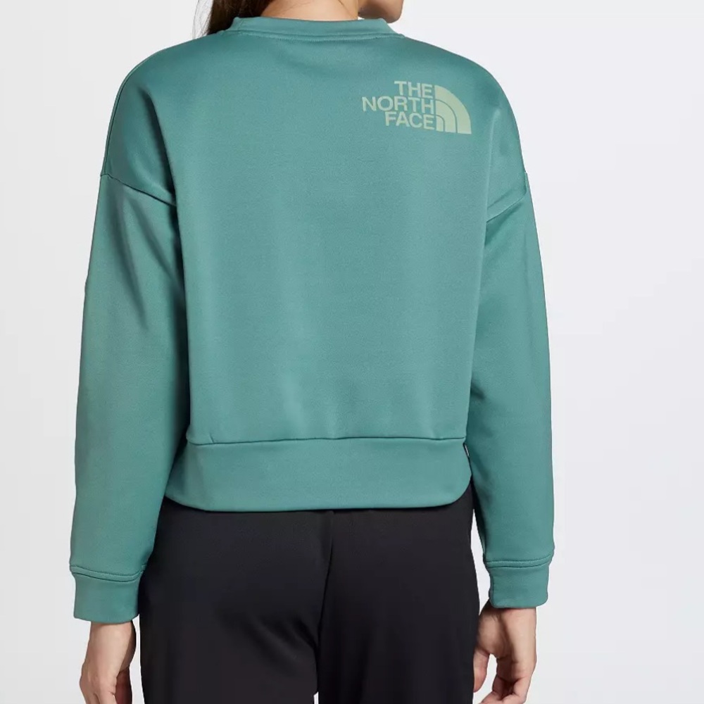 NORTH FACE HORIZON PERFORMANCE FLEECE SAGE GREEN CROPPED CREWNECK SWEATSHIRT - Picture 9 of 12